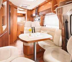 Living comfort Comfortable L-shaped seating group High quality living area upholstery Living area table can be moved and rotated by 360 Roman blind system in household quality In a Carthago motorhome