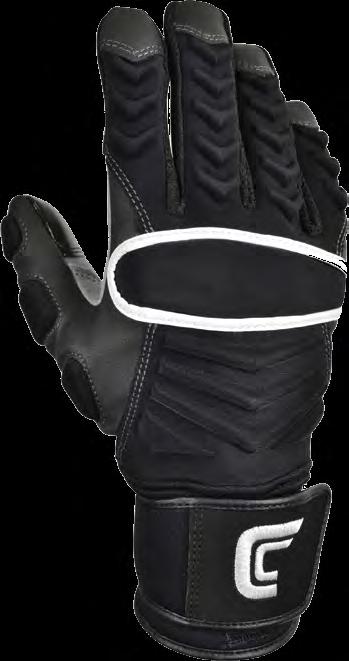 Strategic C-TACK material on fingers and thumb for added grip C-TACK material padded