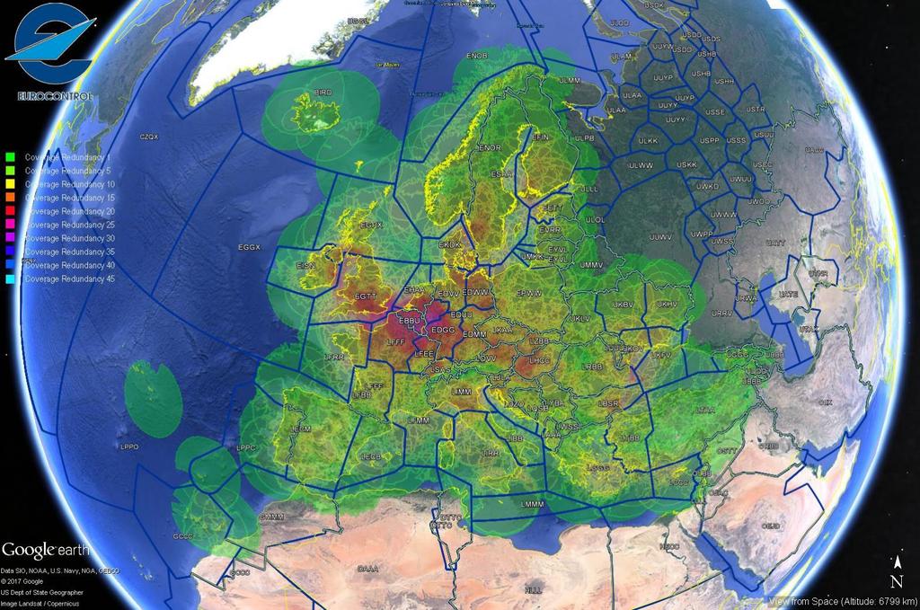 Map 2: Coverage at 15 000 ft above sea level (ASL) of SSR and Mode-S radars of EUROCONTROL Member States source: EUROCONTROL