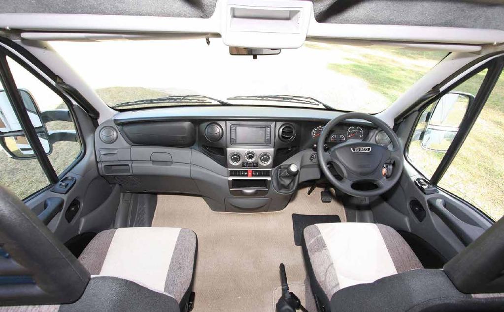A slightly annoying feature of the Iveco cab is that the pedestalmounted handbrake restricts the driver s seat from being fully swivelled, while making the motion awkward too.