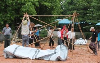 Shelter 3 : Double ReciproBoo Shelter Kit (RSK) Key points: Requires 11 bamboo poles if side ropes used or 15 poles if side bamboo poles are used Provides an additional 6 square metres of floor
