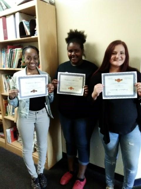 In the spring we gave certificates of thanks to Ashley Salter, Kayla