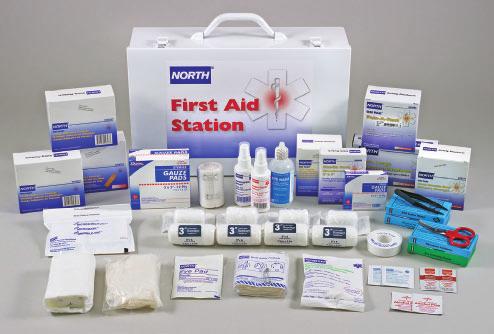 First Aid Stations First-Aid Stations Equipped to handle minor injuries or aches and pains that occur in the work environment Contains a large assortments of non-drowsy medications for pain, cold and
