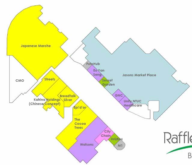 Raffles City Phase 1 AEI Basement 1 - Tenants Committed J Co Donuts and Coffee Committed Tenants BreadTalk Silver City Chain Epi d or Eu Yan Sang