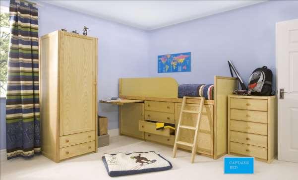 Captains Bed With four drawers and two very large cupboards there is an abundance of storage space.