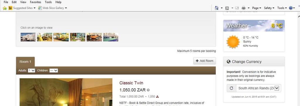 To add additional rooms to the booking, click ADD ROOM.