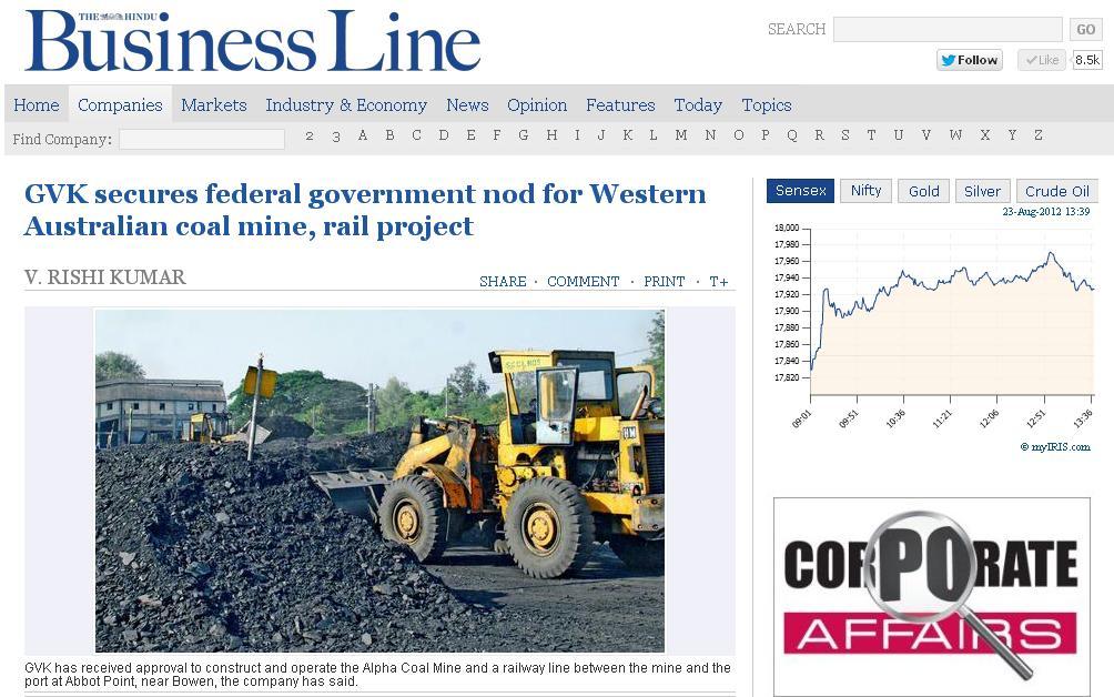 GVK secures federal government nod for Western Australian coal mine, rail project GVK has received approval to construct and operate the Alpha Coal Mine and a railway line between the mine and the