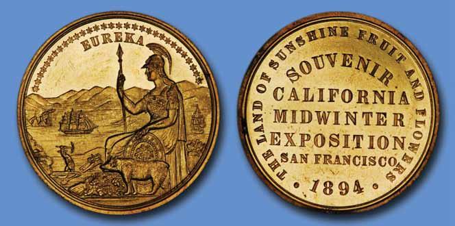 SH 7-1: Official California Midwinter Exposition SCD SH 7-1 GP SH 7-1: Exposition official medal struck in the Mechanics Building by an U.S. Interior Department contractor.