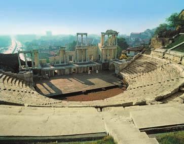The Theatron (seats for the audience) is arranged in tiers and is divided into two rings of 14 rows each. The stage has two levels. Most probably the theatre had a capacity of about 7000 spectators.