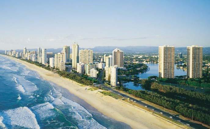 From Brisbane Airport there will be a bus transfer to the Gold Coast, which is approx. 1.5 hours drive. Check-in to Gold Coast accommodation.