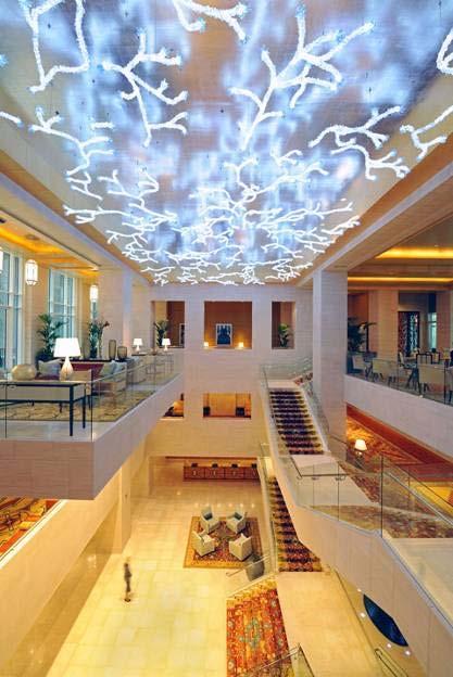 The hotel main lobby is a tribute to the heritage of a renowned French Art Deco interior designer Jean-Michel Frank.