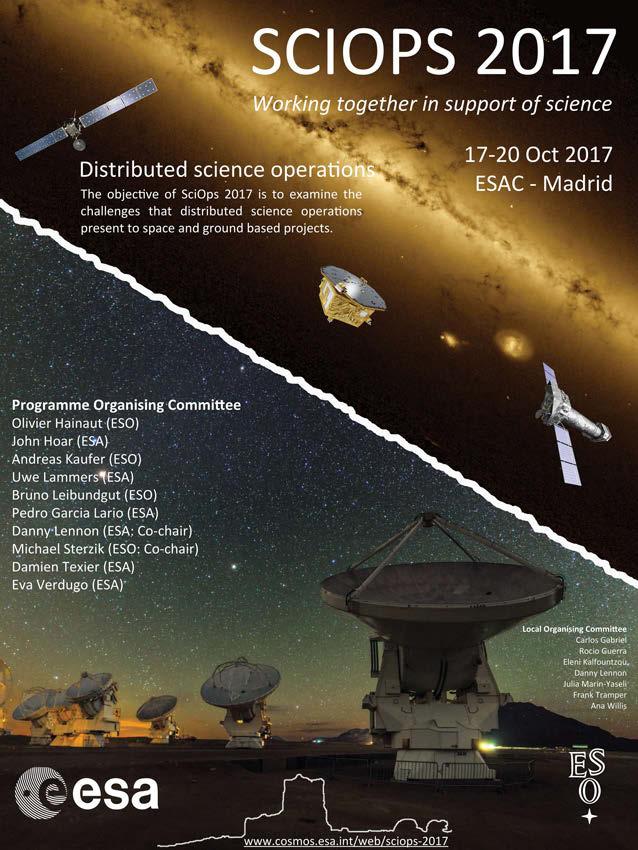 Now è Distributed (Sci-)Ops 2017 Collaborative workshop with ESO Aims: Focus on challenges that distributed science operations present to space and ground based projects, Promote the