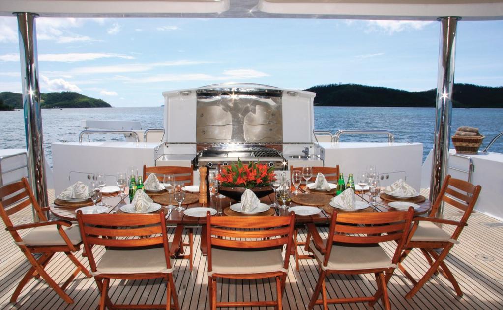 Then return aboard for cocktails and dining under the stars on one of Bel'Mare's two aft decks.