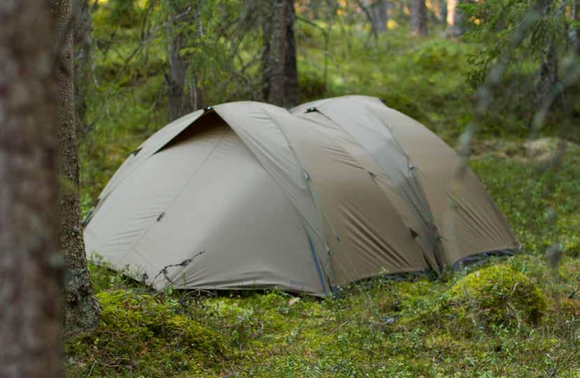 MIL 1 LT One person tent with high breathable outer-tent and unique pole channel system. It has a freestanding construction with 3 poles. Two long poles and one short pole on top.