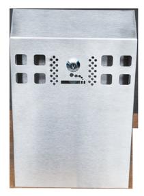 SMOKE BUSTER ASH BIN - WALL MOUNTED 6063 HEIGHT: 335 mm WIDTH: 220 mm DEPTH: 100 mm ASH BINS & TRAYS Available in Galvanised Pre-coated Steel All Finishes & Colours available