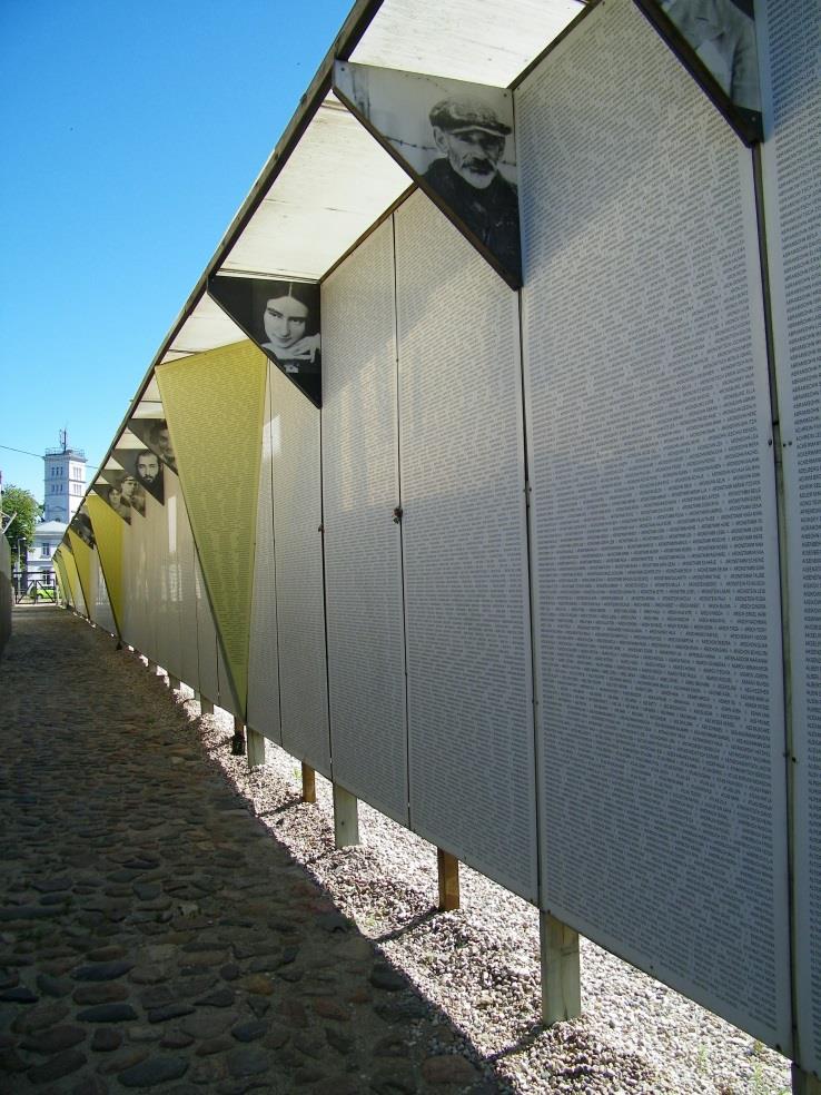 The Riga Ghetto and Latvia Holocaust Museum Names Wall lists the names of