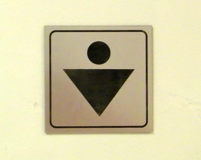 Symbols commonly used to identify the men s (left) and women s (right) restrooms in the Baltics.