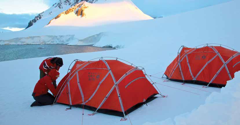 CAMPING After a full day and delicious dinner onboard, jump back in the Zodiacs and head ashore for a night of camping in Antarctica!
