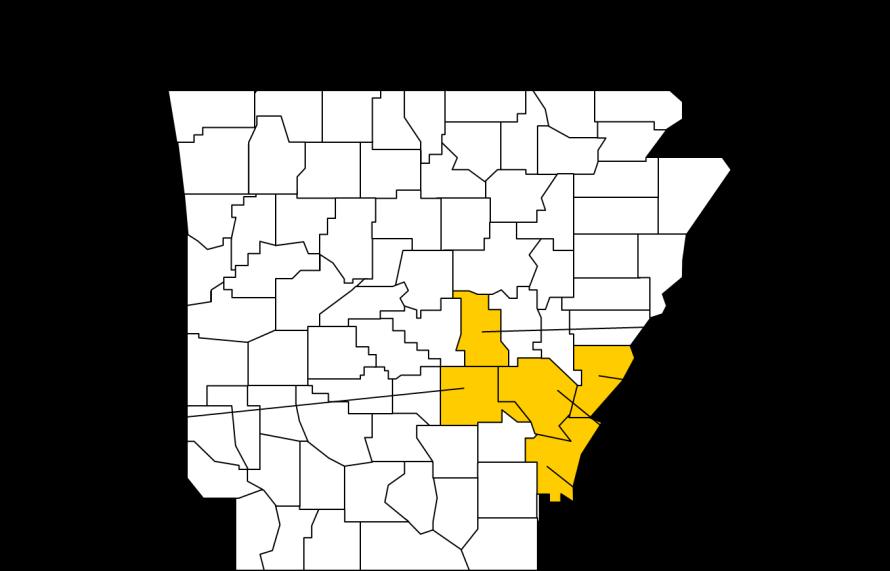 The top five counties for corn planted acreage in Arkansas were Jefferson,
