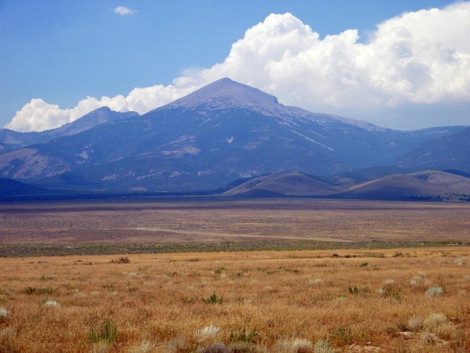 Great Basin National Park near Baker, Nevada is home to Wheeler Peak. Here you will find Lehman Caves, camping, hiking trails and one of the southernmost glaciers in North America.
