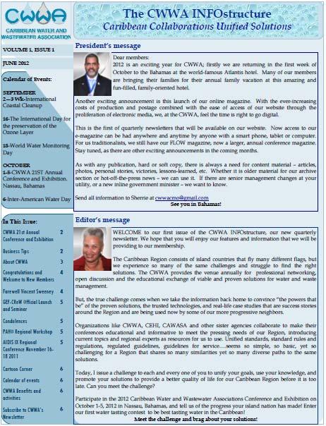 CWWA s ACCOMPLISHMENTS E-newsletter Issuance of the first in the series of quarterly