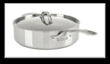 and sides of the pan for consistent results Mirror Finish Viking Signature Ergonomic Handle Solid Cast Stainless Steel Handles designed for comfort, balance and