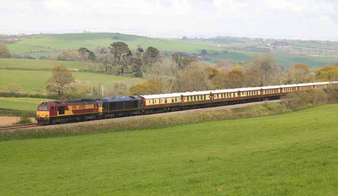PLYMOUTH TO PENZANCE ROGER GEACH Class 67s Nos. 67024 and 67006 climb St Germans bank on April 25, 2014, with a private charter from London Victoria to Truro.
