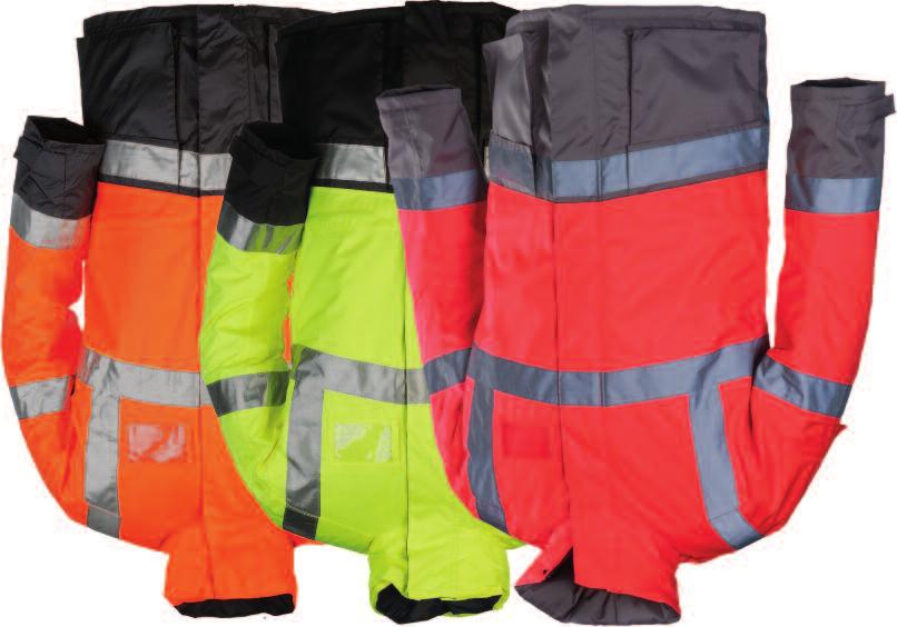 HI VIS RAINWEAR FOUL WEATHER PROTECTION LIGHTFLASH WINTER RAIN JACKET 313A Outside: Straight collar. Foldaway hood in collar. Zip closure under flap with press studs. 2 Patched pockets.