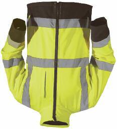 HI VIS WORKWEAR WORKWEAR HI VIS SOFT SHELL JACKET 265gsm water resistant soft shell with microfleece lining. Yellow with contrast black. Three outer zipped pockets.