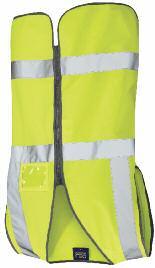 2 front bellowed storage pockets. Double pen pocket with D ring. Front zip fastener. Retromax level 2 reflective tape.