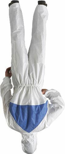 2 panel hood, 2-way zip and storm flap with elasticated back and ankles to reduce the risk of skin exposure.