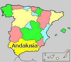 Borders: Andalusia is bounded on the north by Extremadura and Castile- La Mancha; on the east by Murcia and the Mediterranean Sea; on the west by Portugal and the Atlantic Ocean and on the south by