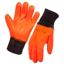 HAND PROTECTION ORANGE PVC FOAM FREEZER GLOVE CODE: 425700 SIZE: 10 Coldstores, cool working areas. Forklift operators, outdoor work. Orange PVC foam glove with supported insulation.