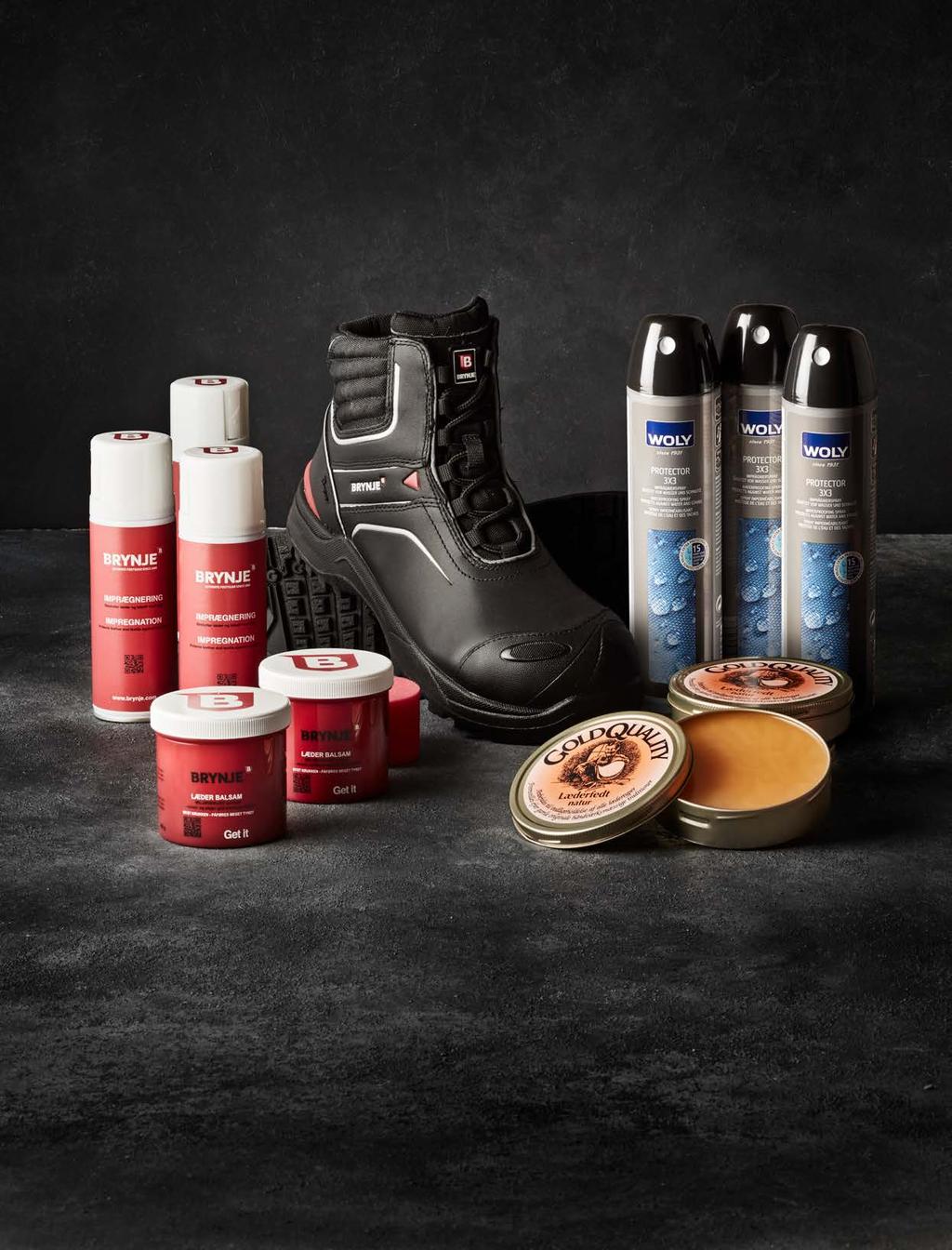 ACCES- PVC SORIES Caring for your footwear 68118 / BRYNJE IMPREGNATION 3801 / SIKA IMPREGNATION Protects plain hide and leather against moisture and prolongs the lifetime of the