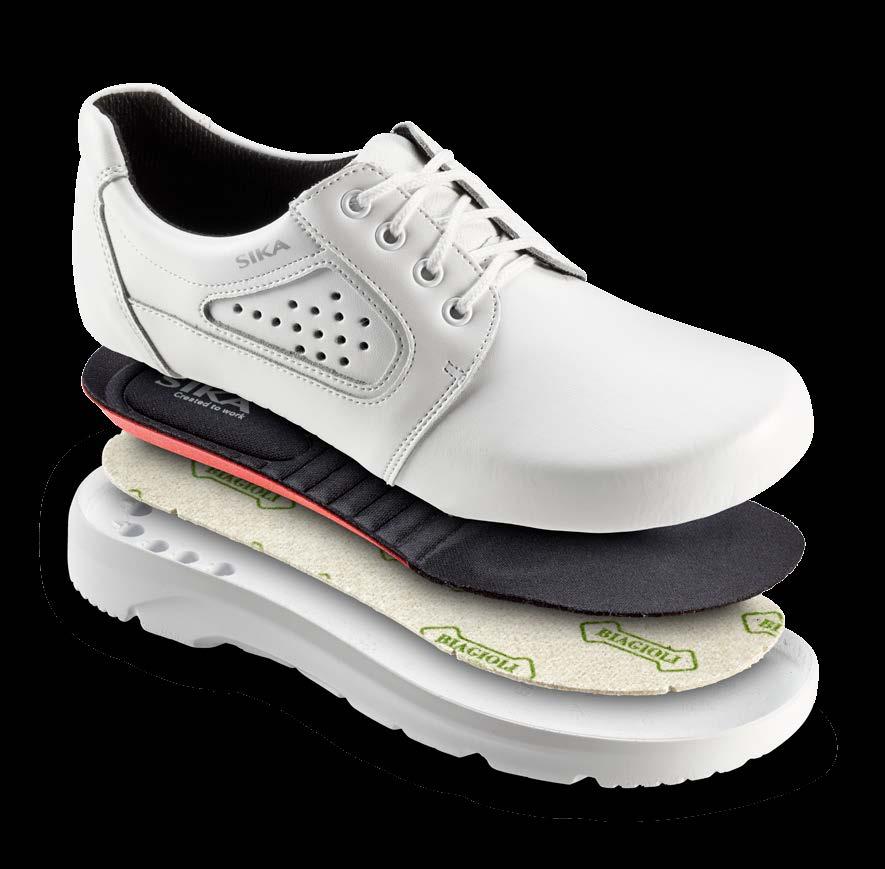 Construction of a work shoe BREATHABLE AND SWEAT ABSORBING TEXTILE LINING SHOCK ABSORBING INLAY