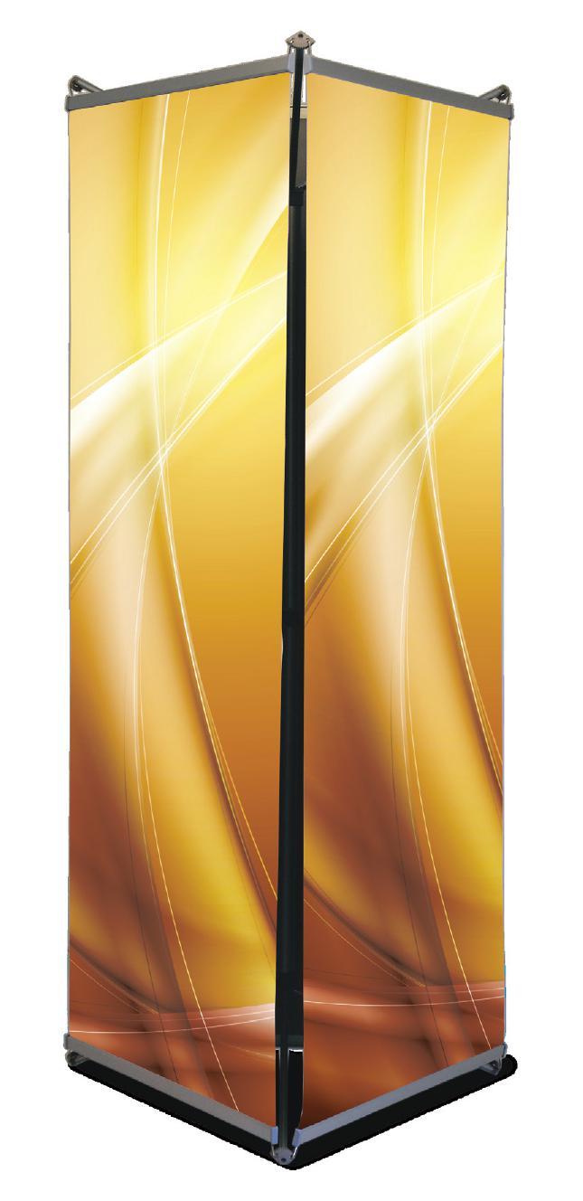 BANNER DISPLAYS WEST (triple-sided) Tension Banner Display Clamp rails make for easy graphic changes in the