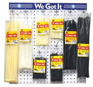 Pegboard Solutions (continued) TB5400 CABLE TIES BOARD J40438 17 50 LB. NATURAL CABLE TIES $9.97 6 J40437 14 50 LB. NATURAL CABLE TIES $7.73 6 J40435 8 40 LB. NATURAL CABLE TIES $2.