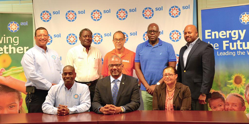 Sol & Friends Press Conference (seated from left to right): Keith Glinton (General Manager SPBL), The Hon. Jerome Fitzgerald, M.P. (Minister of Education, Science & Technology), Dr.