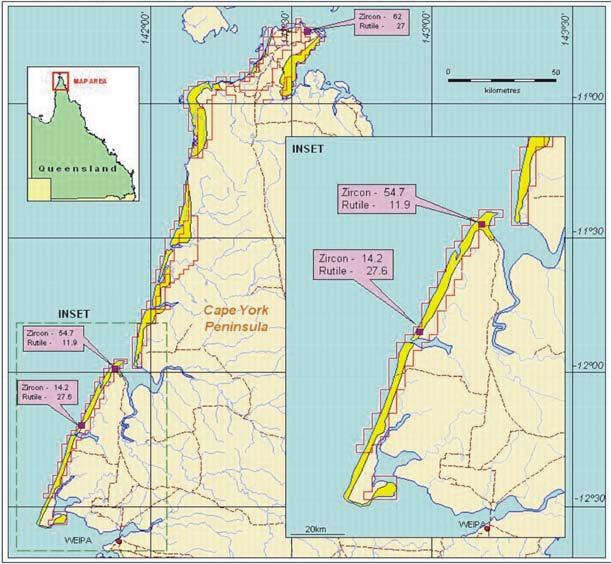 Cape York Exploration Permits Keysbrook The Keysbrook Project consists of a low overburden and clay deposit with a reserve of 43m tonnes at 2.7% HM suite with approximately 40% leucoxene.