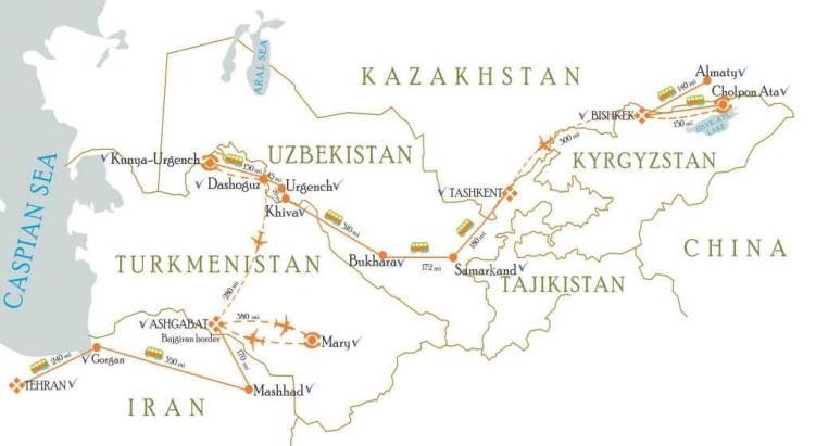 Central Asia 4 Stans with Iran 22 Days Itinerary - 2018 (Kazakhstan, Kyrgyzstan, Uzbekistan, Turkmenistan, Iran) May 18 Friday Arrival to Almaty (Kazakhstan) Welcome to Kazakhstan!