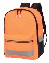 HI-VIS 8001 Outstanding and popular Hi-Vis backpack One main compartment with internal separation Internal pocket for MP / ipod with rubber outlet for earphones Two side mesh pockets Expandable front