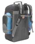 5 kg Classic travel rucksack One main compartment and smaller one in the front Two large side pockets String cords on front Adjustable padded shoulder straps and