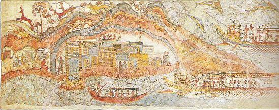Minoan Culture and Art: Thera [Cyclades] Akrotiri: Miniature Ships Fresco.