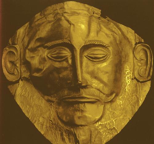 Gold Mask from Mycenae Funerary mask from Grave Circle A 1600-1500 BCE A beaten gold mask.