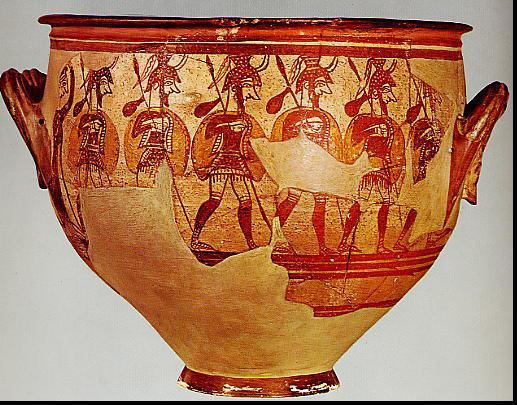 Last, but not least! Warriors Vase Mycenae ca. 1200 BCE Form is a krater, a bowl for mixing wine and water.