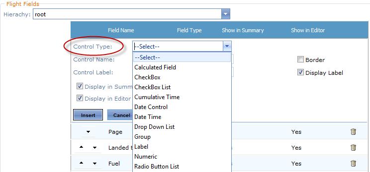 Step 12. Select the required field type from the Control Type drop-down list.