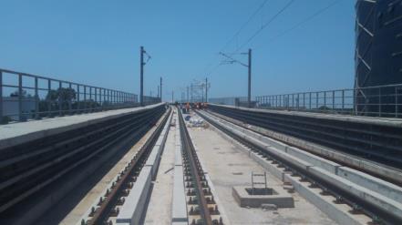 Thomas Mount Metro. In depot, track work completed for entire length of 14606m and 41 turnouts were laid.