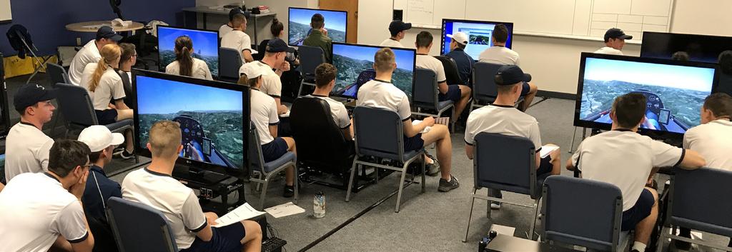 SIMULATOR TRAINING DOUBLES SOLO RATES AT THE UNITED STATES AIR FORCE ACADEMY Figure 1 - AM-251 students practicing maneuvers on the Mach 0.1 Simulated Glider Cockpits.