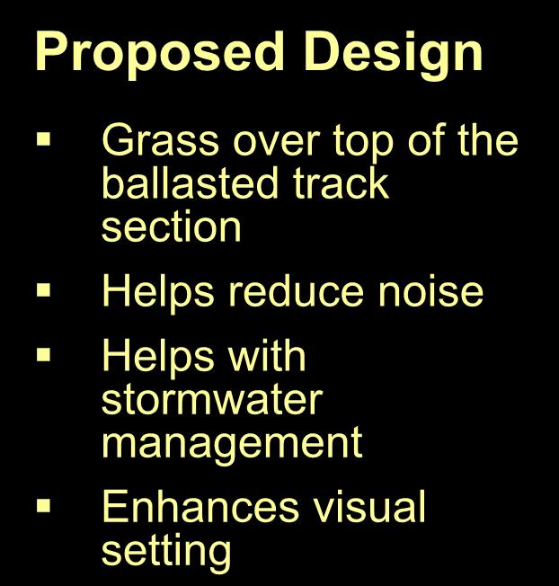 Trail Aesthetics - Grass Tracks Proposed Design Grass over top of the ballasted