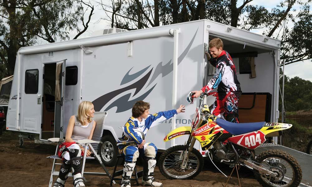 BUILT FOR BOYS WHO LOVE THEIR TOYS Toy Haulers are a relatively new concept in Australasia and Jayco have been the market leader since introducing the Base Station over five years ago.